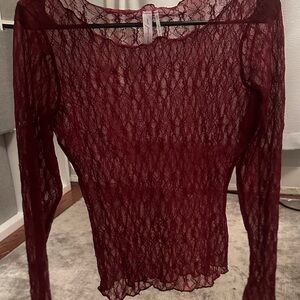 Urban Outfitters Deep Red Lace Blouse